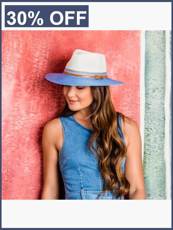 UPF 50+ Packable Wide Brim Fedora Sun Hat with Drawstring